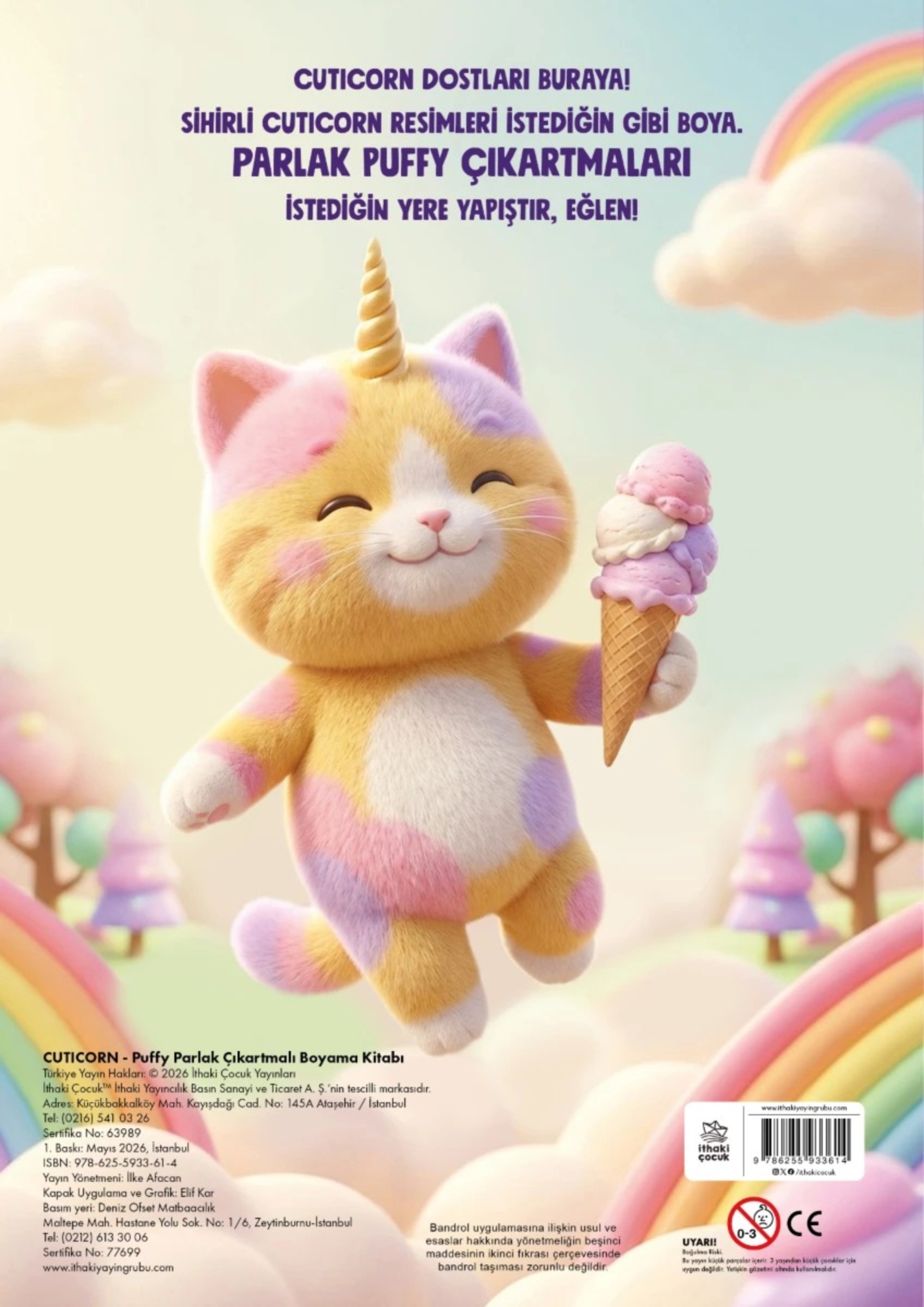 Resim Cutıcorn - Puffy Parlak Çıkartmalı Boyama Kitabı