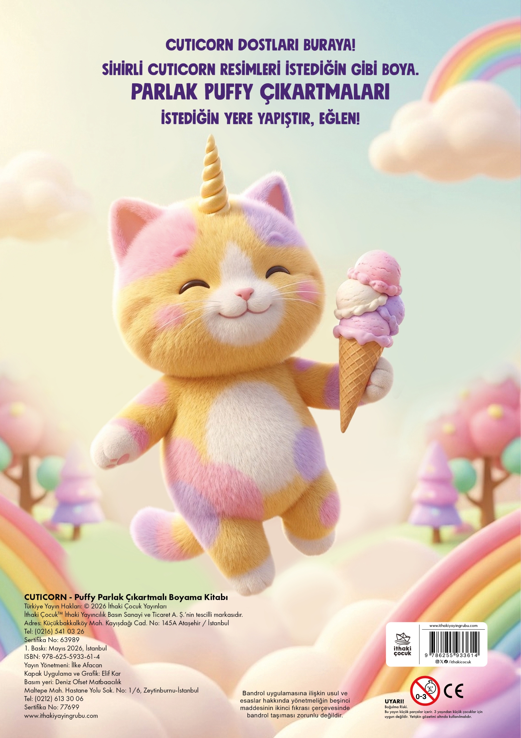 Resim Cutıcorn - Puffy Parlak Çıkartmalı Boyama Kitabı